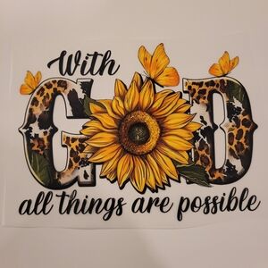 Ready To Press DTF Transfer Iron On Sunflower and Butterfly